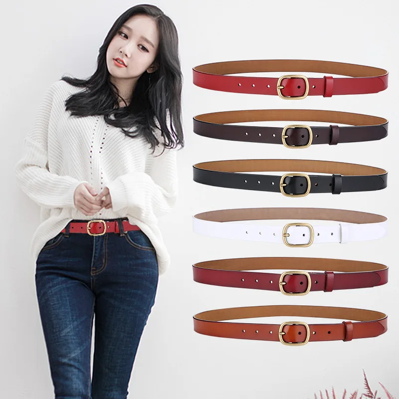 ELEGZO Women's Genuine Leather Belt High Quality Fashion Leather Jeans Belt Female Pin Buckle Cowskin Waistband Hot Selling
ELEGZO Women's Genuine Leather Belt High Quality Fashion Leather Jeans Belt Female Pin Buckle Cowskin Waistband Hot Selling