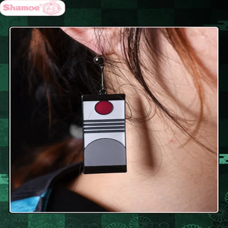 

Anime Demon Slayer Kamado Tanjirou Earrings Cos the Same Kind For Women No Ear Holes And Ear Clips Gifts Animation Products