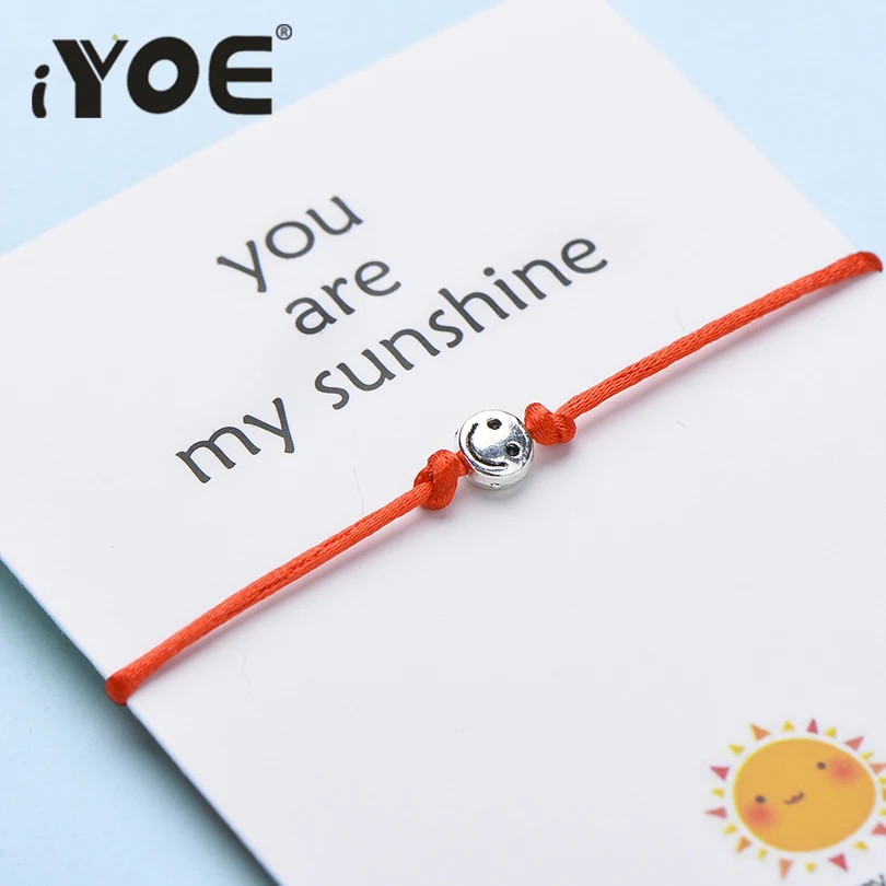 Фото Браслет IYOE Wish Card You Are My Sunshine с маленькими смайликами браслеты для женщин мужчин