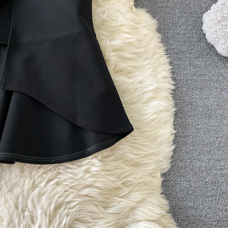 2021 Spring Women's Ol Professional Black Bag Hip Ruffle Fishtail Empire Irregular Split Mid Length Skirt D057 
2021 Spring Women's Ol Professional Black Bag Hip Ruffle Fishtail Empire Irregular Split Mid Length Skirt D057