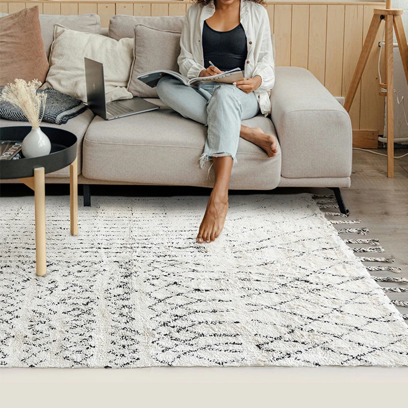 Hand Woven Morocco Carpet Cotton Tassel Rug for Living Room Sofa Table Mat Vintage India Imported Study Room Rugs and Carpet
Hand Woven Morocco Carpet Cotton Tassel Rug for Living Room Sofa Table Mat Vintage India Imported Study Room Rugs and Carpet