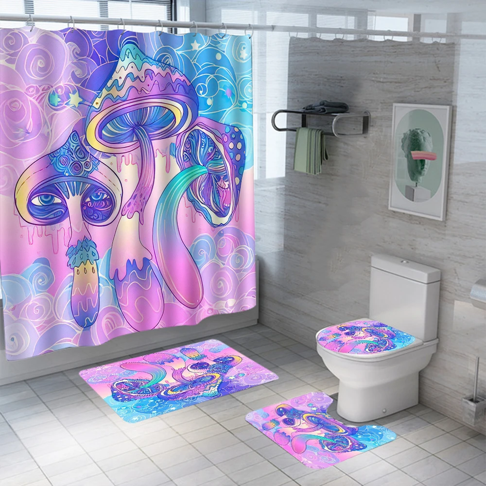 Psychedelic Mushroom Shower Curtain Set Waterproof Washable Polyester Bath Curtain Anti-slip Rugs Toilet Lid Cover Bath Mat Set
Psychedelic Mushroom Shower Curtain Set Waterproof Washable Polyester Bath Curtain Anti-slip Rugs Toilet Lid Cover Bath Mat Set