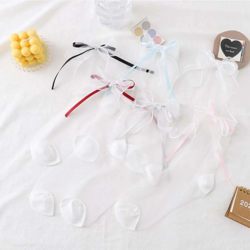 1Pair Summer Bowknot Glass Silk Stockings Cute Girl Ultra-thin Tube Socks Lolita Transparent Crystal Socks
1Pair Summer Bowknot Glass Silk Stockings Cute Girl Ultra-thin Tube Socks Lolita Transparent Crystal Socks