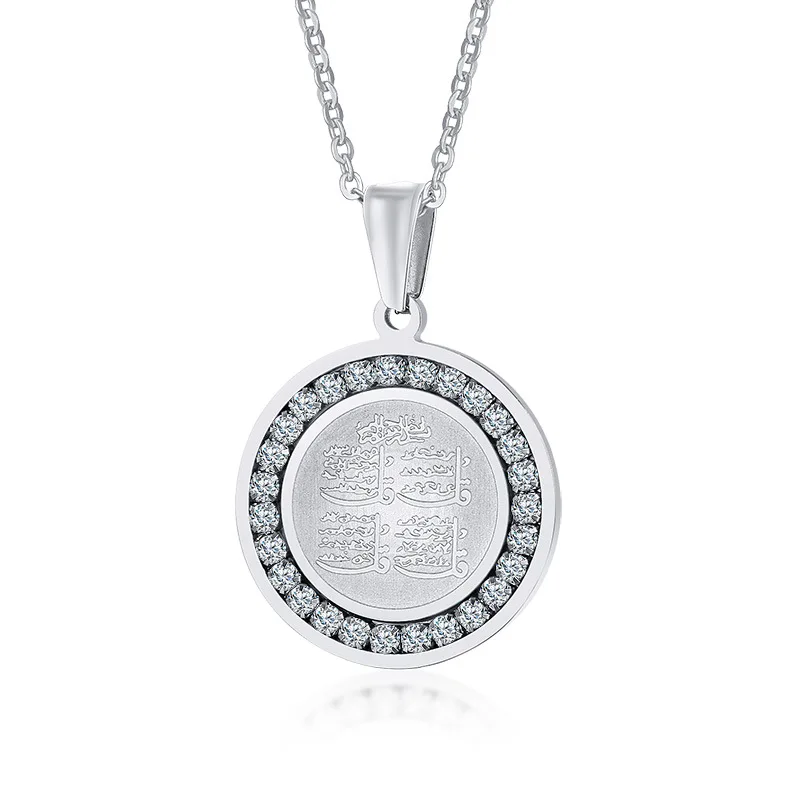 New Personality Religious Totem Necklace Round Stainless Steel Zircon Mantra Scripture Pendant Necklace Men Jewelry Gift
New Personality Religious Totem Necklace Round Stainless Steel Zircon Mantra Scripture Pendant Necklace Men Jewelry Gift