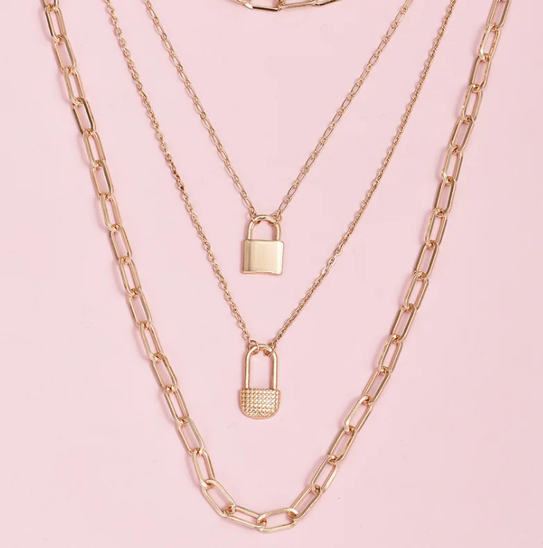 Fashion Lock Pendant Multilayer Clavicle Chain Women Necklace New
Fashion Lock Pendant Multilayer Clavicle Chain Women Necklace New