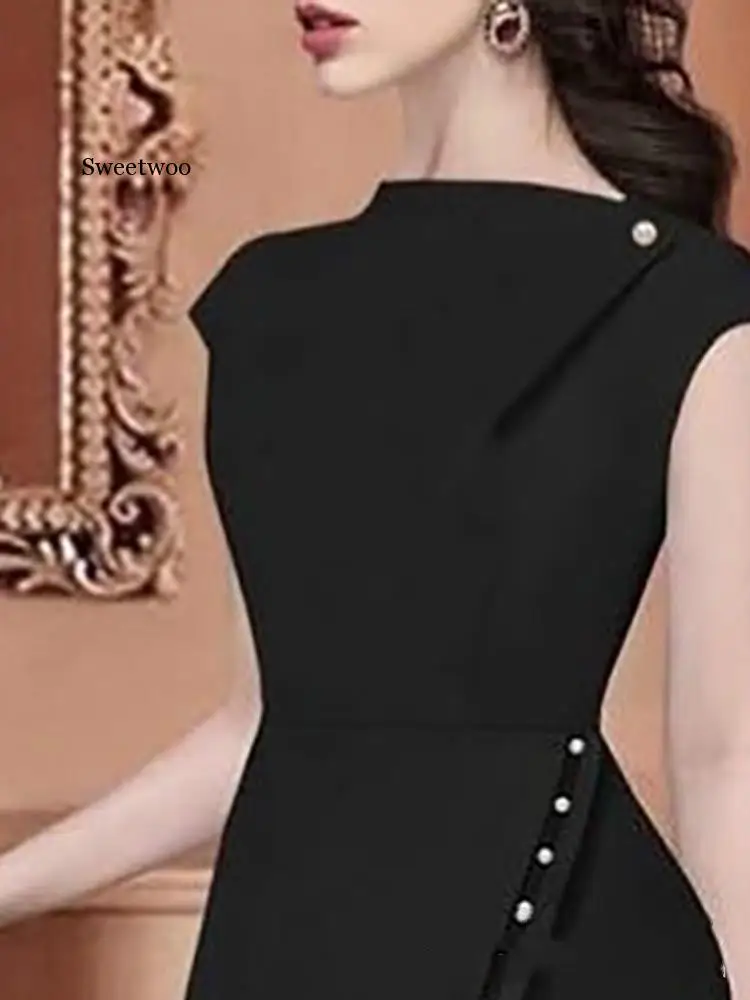 Women Elegant Party Dress Button Beading Embellished Office Look Workwear Slit Solid Slit Irregular Midi Dress
Women Elegant Party Dress Button Beading Embellished Office Look Workwear Slit Solid Slit Irregular Midi Dress
