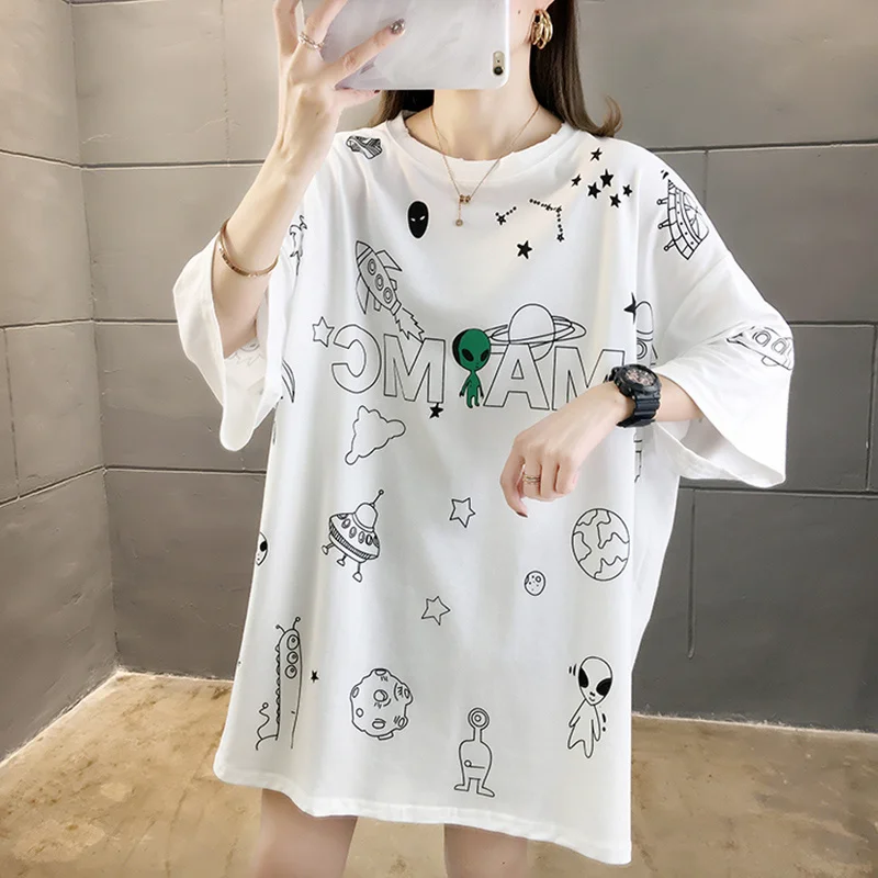 Kywommnz Women Half Sleeve Cotton T-shirt Fashion Printing Cartoons Casual Loose T Shirt summer 2021 E2452
Kywommnz Women Half Sleeve Cotton T-shirt Fashion Printing Cartoons Casual Loose T Shirt summer 2021 E2452