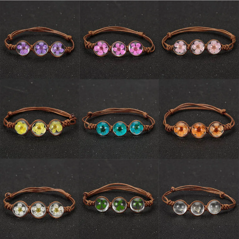 Dried Flowers Glass Ball Bracelet Weave Lucky Flower Bracelets Handmade Woven Korea Glass Beads Bracelet Women Jewelry Hot Sale
Dried Flowers Glass Ball Bracelet Weave Lucky Flower Bracelets Handmade Woven Korea Glass Beads Bracelet Women Jewelry Hot Sale