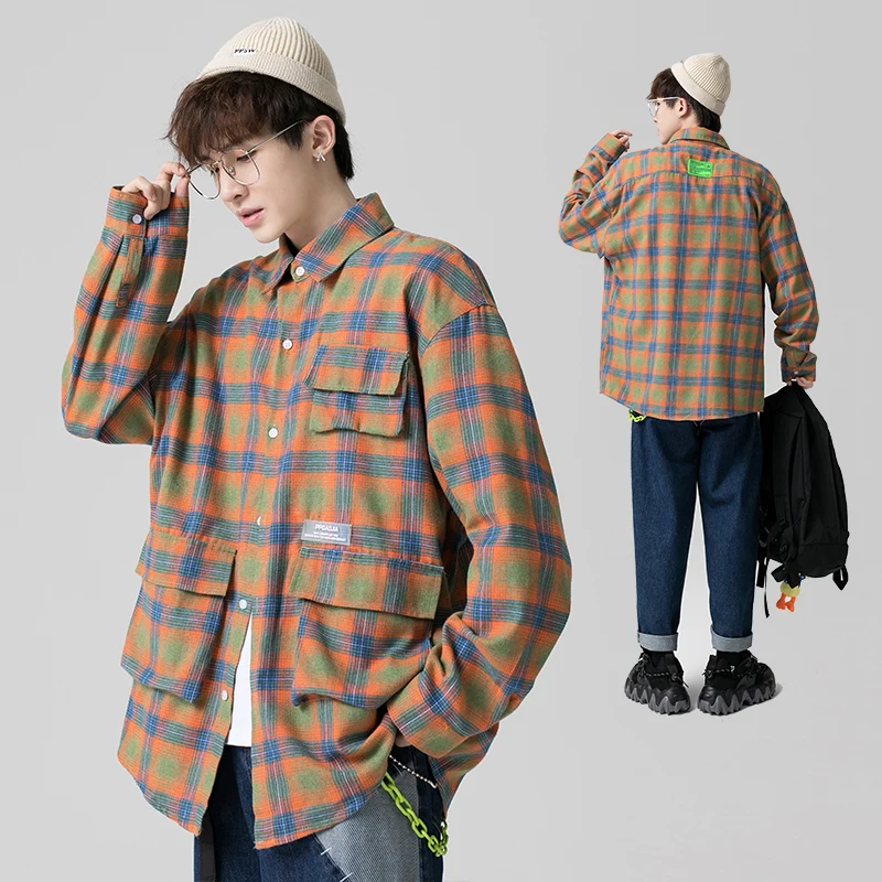 Men Oversized Plaid Shirt Man Hip Hop pocket Dress Formal Long Sleeve Shirt Couple Korean Harajuku Clothing
Men Oversized Plaid Shirt Man Hip Hop pocket Dress Formal Long Sleeve Shirt Couple Korean Harajuku Clothing
