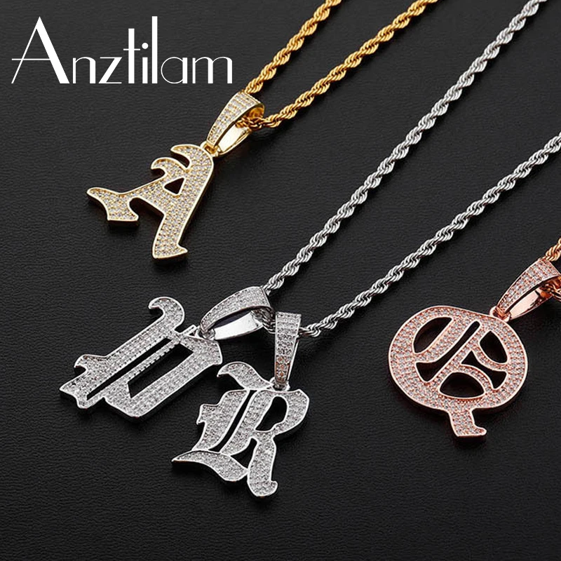 Hip Hop Pave Setting Cubic Zircon Stone Bling Vintage Iced Out Pendants A-Z Letters Necklace For Men Rapper Jewelry
Hip Hop Pave Setting Cubic Zircon Stone Bling Vintage Iced Out Pendants A-Z Letters Necklace For Men Rapper Jewelry