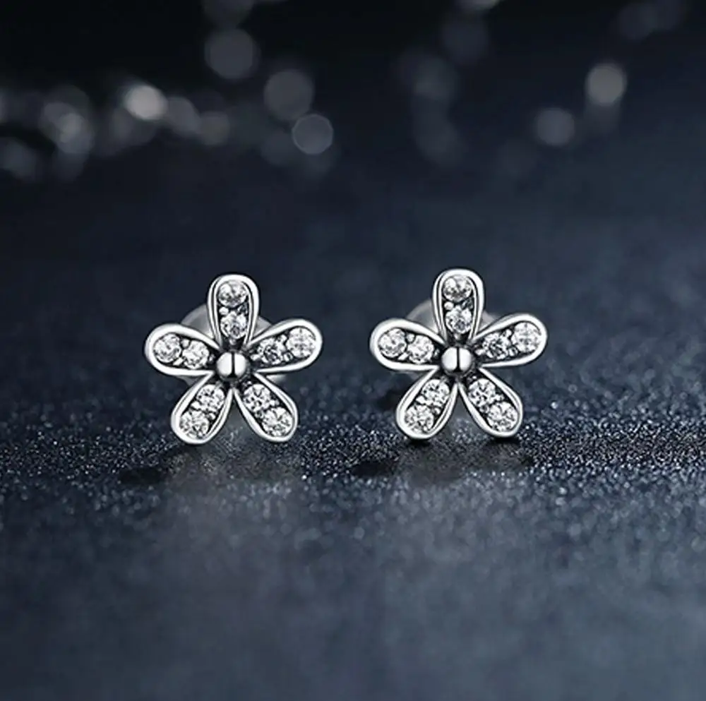 925 Sterling Silver Crystal Flower Stud Earrings For Women Kids Wedding Gift Female pendientes eh1405
925 Sterling Silver Crystal Flower Stud Earrings For Women Kids Wedding Gift Female pendientes eh1405