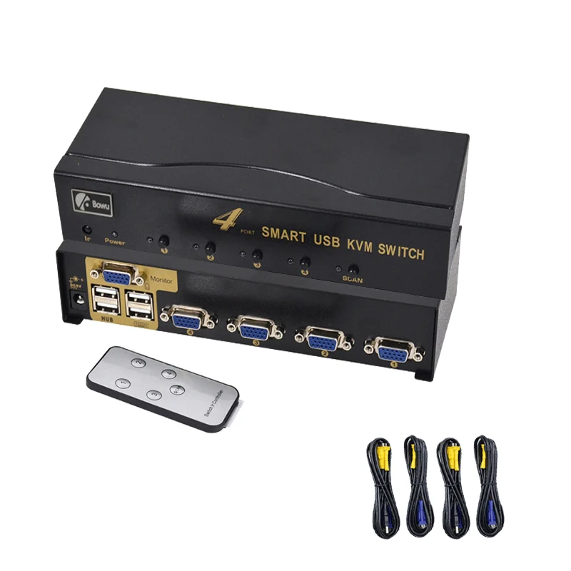 

USB KVM Switch 4 in 1 out Suitable For Four Host Monitoring Hard Disk To Share a Set Of Keyboard Mouse And Monitor VGA Switch