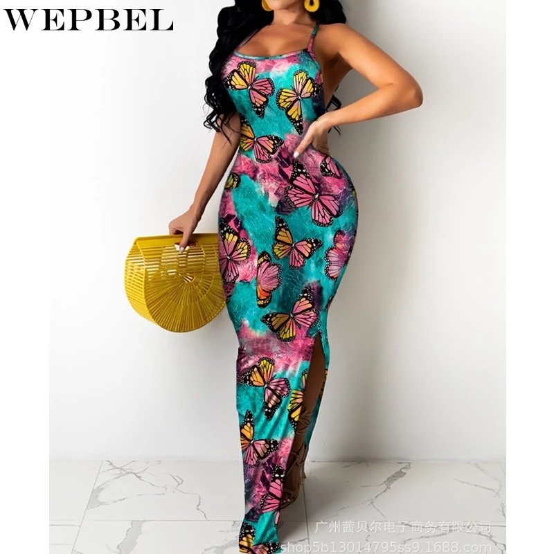 WEPBEL Dress Women's Sexy Slim Spaghetti Strap Slit Dress Summer Fashion High Waist O-Neck Butterfly Print Backless Dress
WEPBEL Dress Women's Sexy Slim Spaghetti Strap Slit Dress Summer Fashion High Waist O-Neck Butterfly Print Backless Dress
