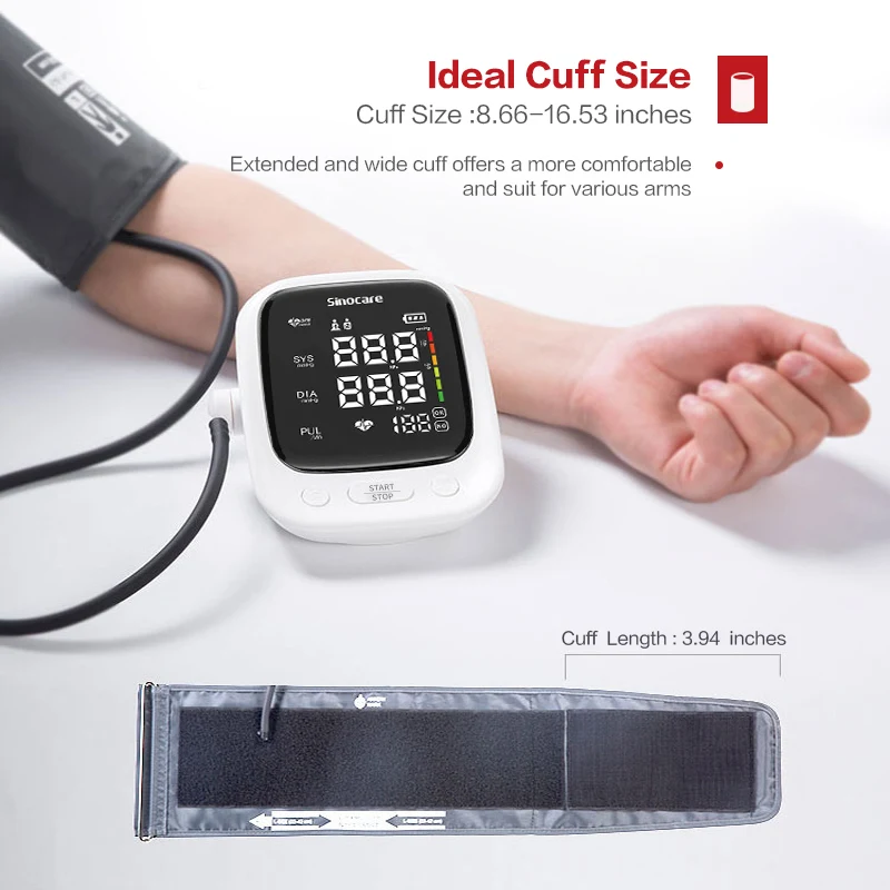 Sinocare Arm Blood pressure 2pcs/3pcs Professional Digital Blood pressure monitor Adjustable Cuff 2-Users Mode
Sinocare Arm Blood pressure 2pcs/3pcs Professional Digital Blood pressure monitor Adjustable Cuff 2-Users Mode