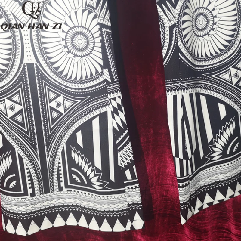 Qian Han Zi newest fashion runway two piece set Women's Vintage Long Sleeve Shirt+Pattern Printed trumpet long pants Suit sets
Qian Han Zi newest fashion runway two piece set Women's Vintage Long Sleeve Shirt+Pattern Printed trumpet long pants Suit sets