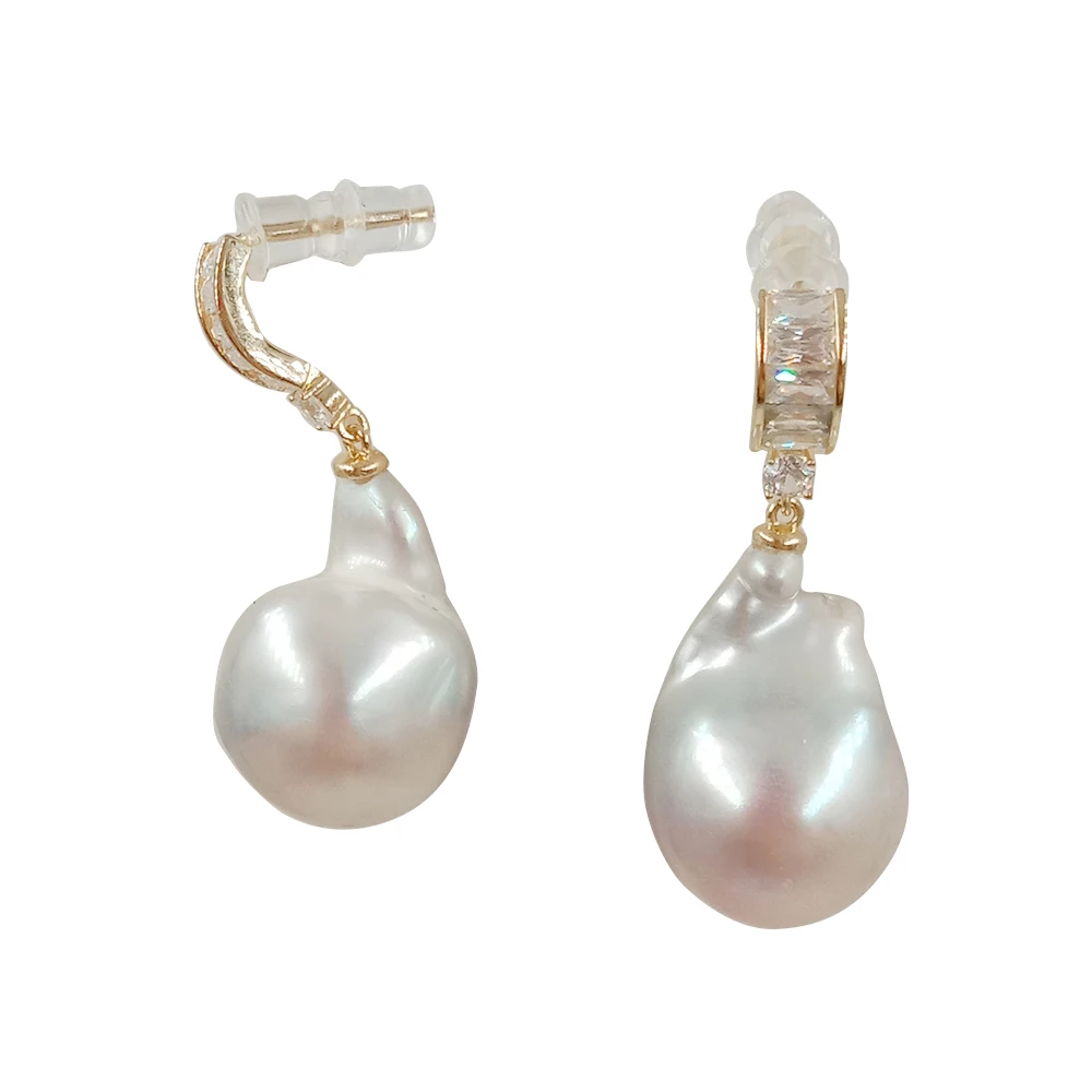 100% nature freshwater white pearl earring with 925 silver hook -- AAA white Pearl earring,14-18 mm big baroque pearl earring 
100% nature freshwater white pearl earring with 925 silver hook -- AAA white Pearl earring,14-18 mm big baroque pearl earring