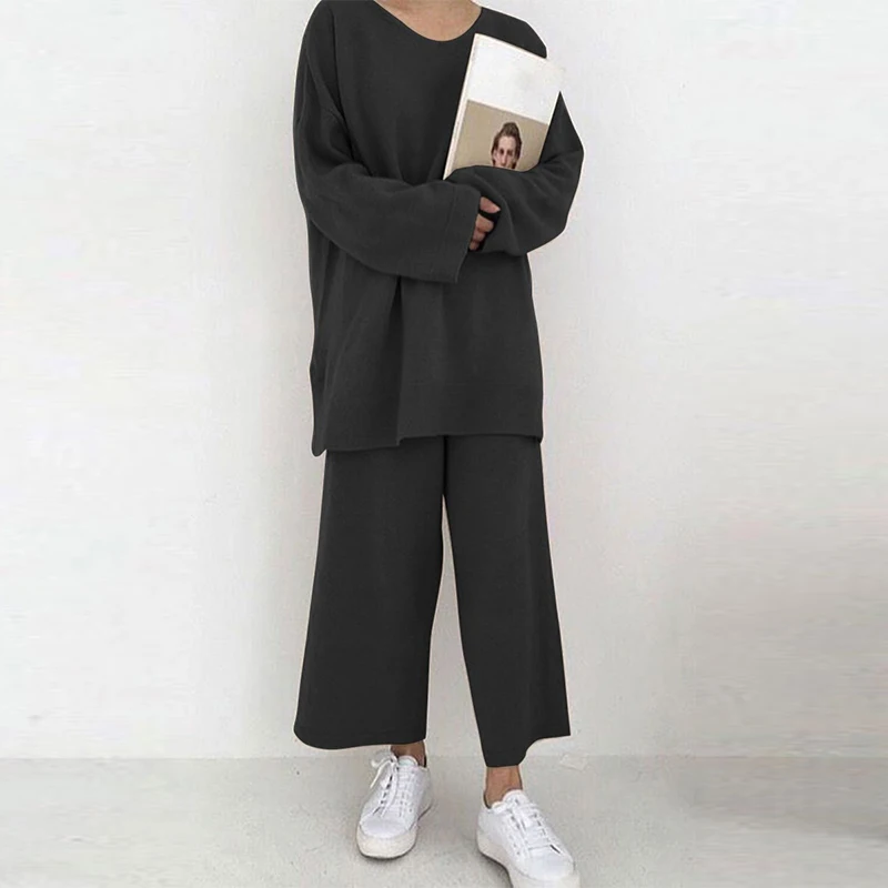 Fashion Loose Knitted Suits Autumn Winter Two Piece Women Set Casual Long Sleeve Tops Pullover + Straight Pants Outfits Homewear
Fashion Loose Knitted Suits Autumn Winter Two Piece Women Set Casual Long Sleeve Tops Pullover + Straight Pants Outfits Homewear