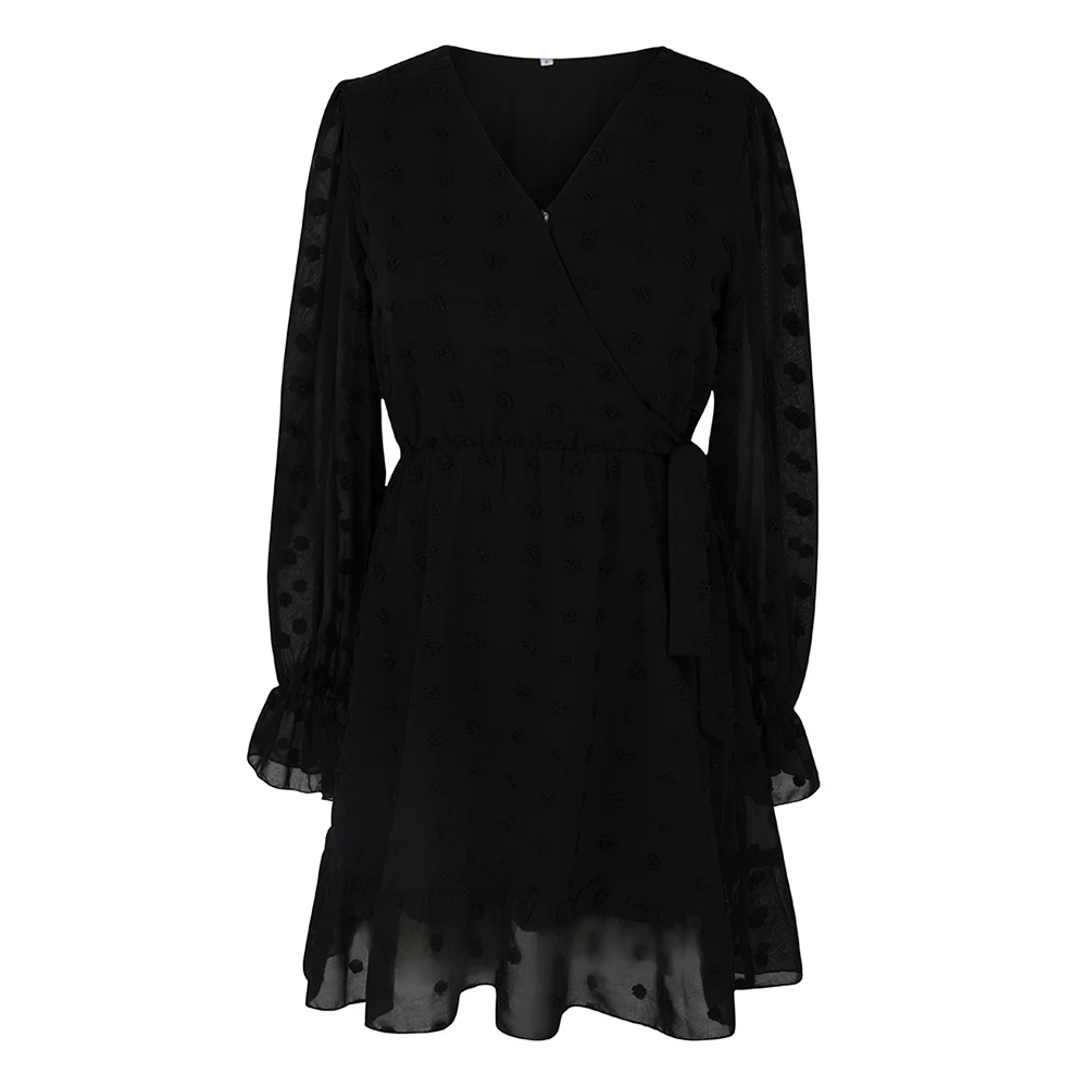 Dress Fashion Solid Black Elegant Ladies Mesh Ruffle Flowy Sleeve Spring Mini Dresses For Women New Arrival 2021 Summer Clothes
Dress Fashion Solid Black Elegant Ladies Mesh Ruffle Flowy Sleeve Spring Mini Dresses For Women New Arrival 2021 Summer Clothes