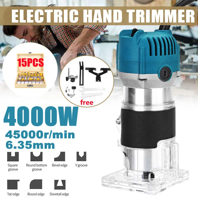 4000W 45000r Electric Wood Trimmer Woodworking DIY Tool Wood Laminator Router Carving Milling Engraving Slotting Machine 220V
4000W 45000r Electric Wood Trimmer Woodworking DIY Tool Wood Laminator Router Carving Milling Engraving Slotting Machine 220V