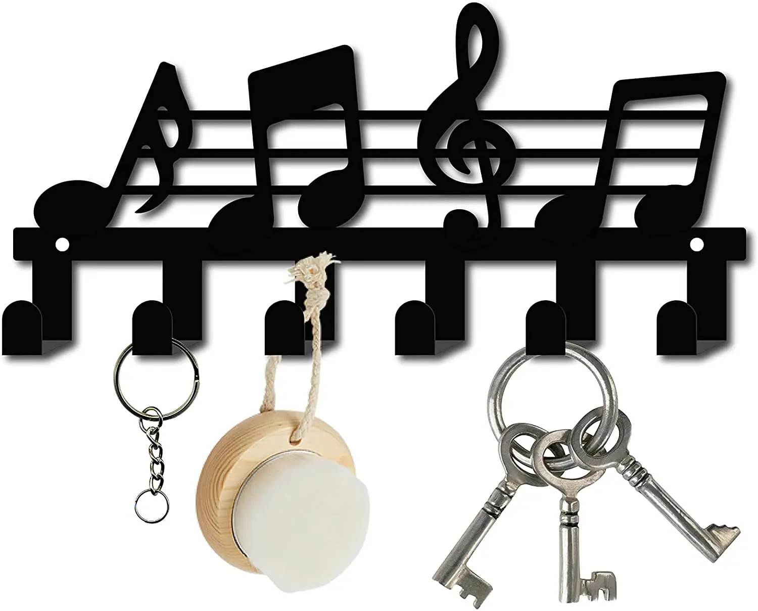 Black key holder cast iron hanger wall-mounted note home decoration with 6 hooks pet belt jewelry key hat clothes umbrella
Black key holder cast iron hanger wall-mounted note home decoration with 6 hooks pet belt jewelry key hat clothes umbrella