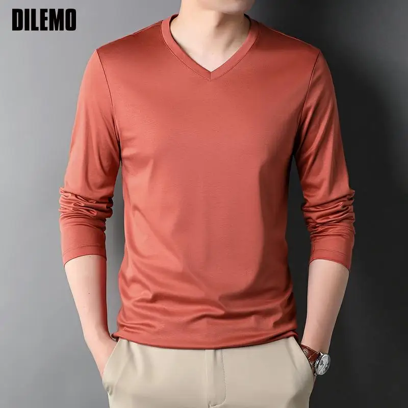 100 % Cotton Top Grade New Fashion Brand V Neck Solid Color Plain Soft t Shirt Men Long Sleeve Tops Casual Mens Clothes 2021
100 % Cotton Top Grade New Fashion Brand V Neck Solid Color Plain Soft t Shirt Men Long Sleeve Tops Casual Mens Clothes 2021
