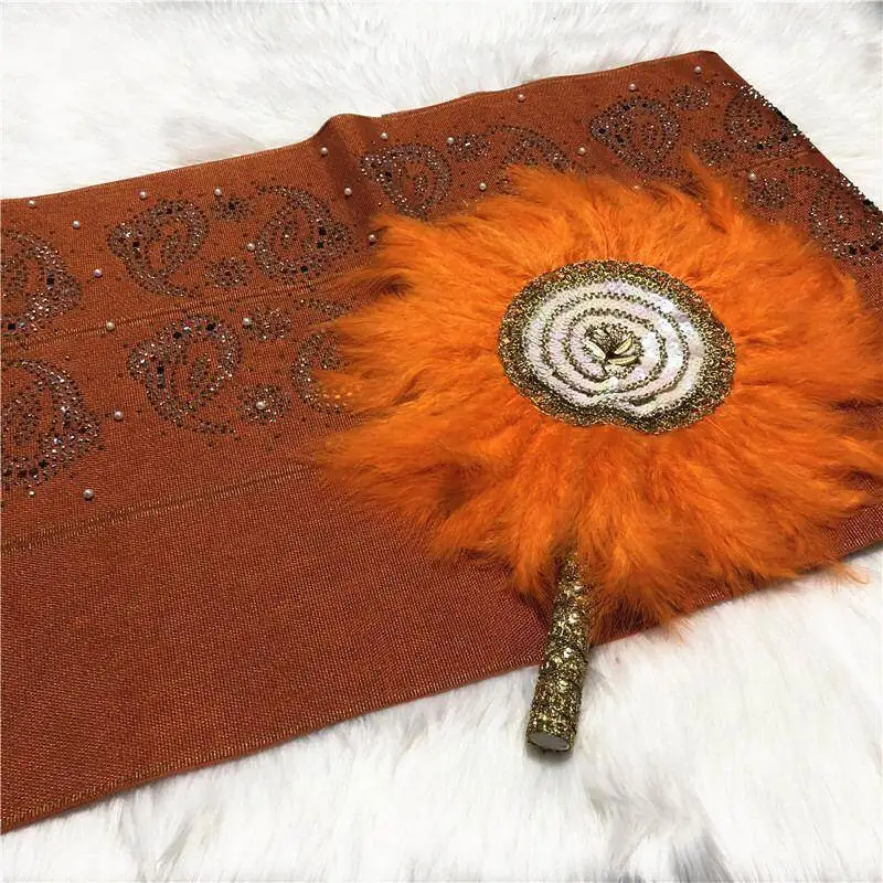 Мода 2019 дизайн handfan перо веер с высоким качеством aso oke головные уборы