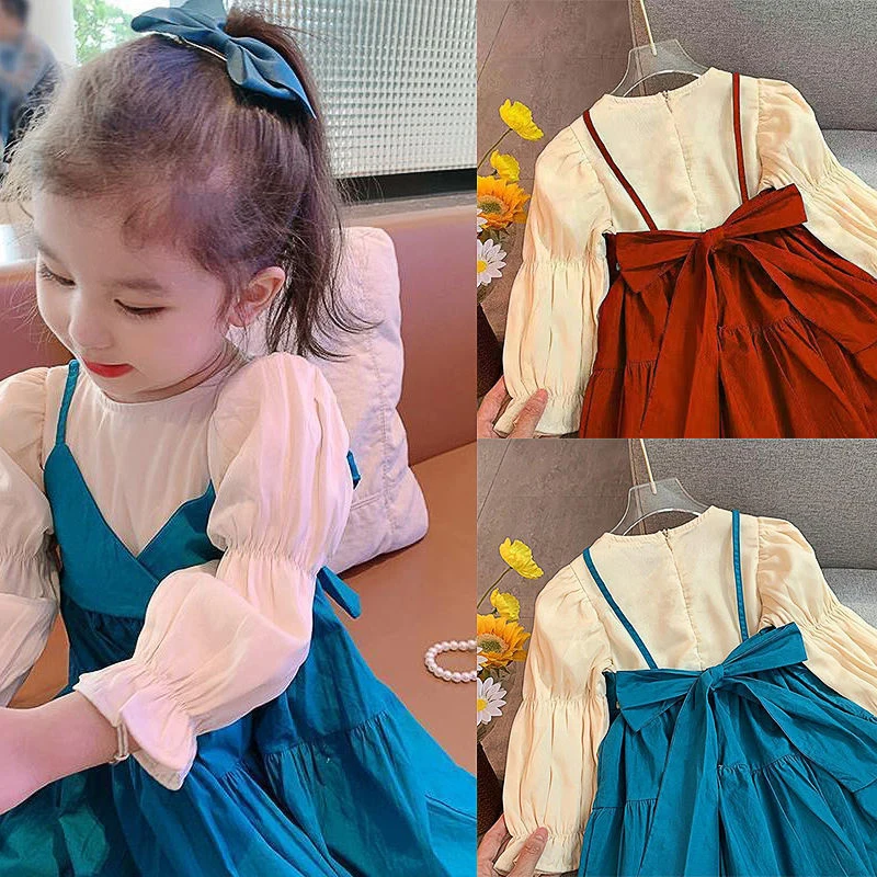 Baby Girls Clothes 2022 New Year Fake Two Cami Spliced Korean Fashion Bowknot Princess Dress Infant Birthday Party Evening Gifts 
Baby Girls Clothes 2022 New Year Fake Two Cami Spliced Korean Fashion Bowknot Princess Dress Infant Birthday Party Evening Gifts