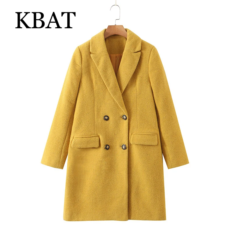 Женское зимнее желтое утепленное пальто KBAT 2021, элегантное Свободное пальто на пуговицах с длинными рукавами и карманами 
Женское зимнее желтое утепленное пальто KBAT 2021, элегантное Свободное пальто на пуговицах с длинными рукавами и карманами
