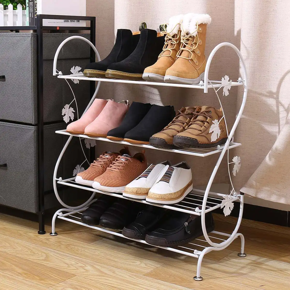 4 Layers Wrought Iron Shoe Rack Shoes Storage Cabinet DIY Assembly Shoe Shelf Standing Furniture Saving Space for Living Room
4 Layers Wrought Iron Shoe Rack Shoes Storage Cabinet DIY Assembly Shoe Shelf Standing Furniture Saving Space for Living Room