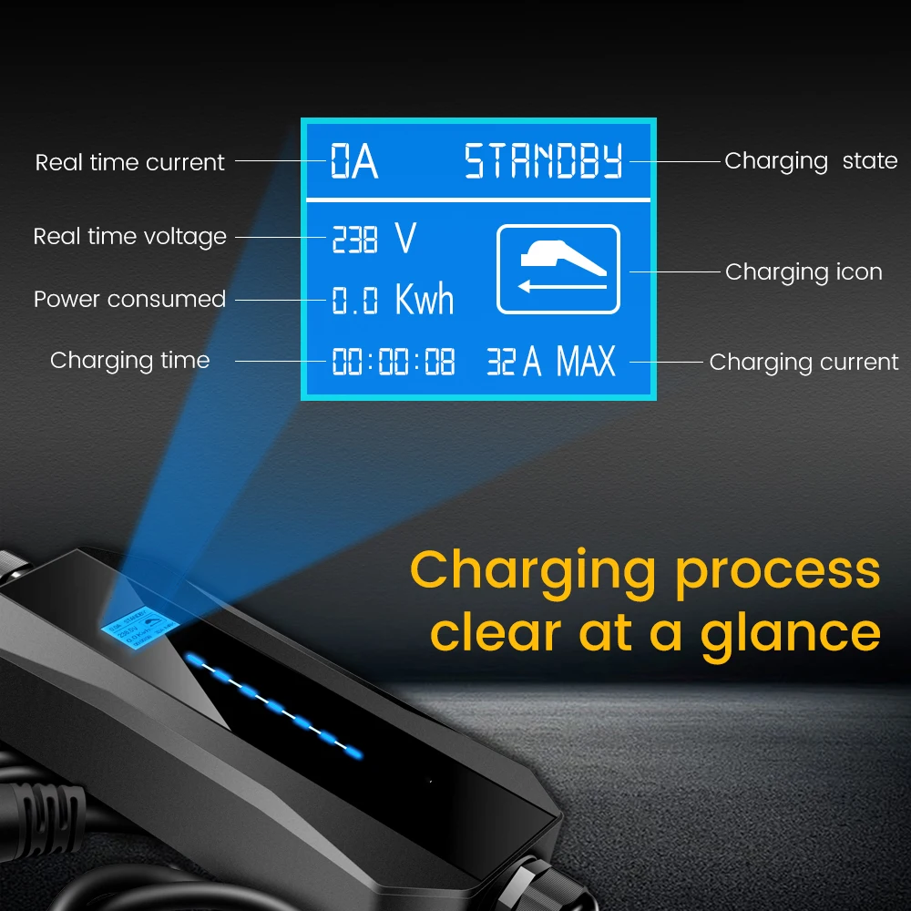 Level 2 Portable EV Charger, 25ft Cable, Intelligent Plug Identification Auto-Adjusts the Maximum Safe Current 15A/25A/32A Elect
Level 2 Portable EV Charger, 25ft Cable, Intelligent Plug Identification Auto-Adjusts the Maximum Safe Current 15A/25A/32A Elect