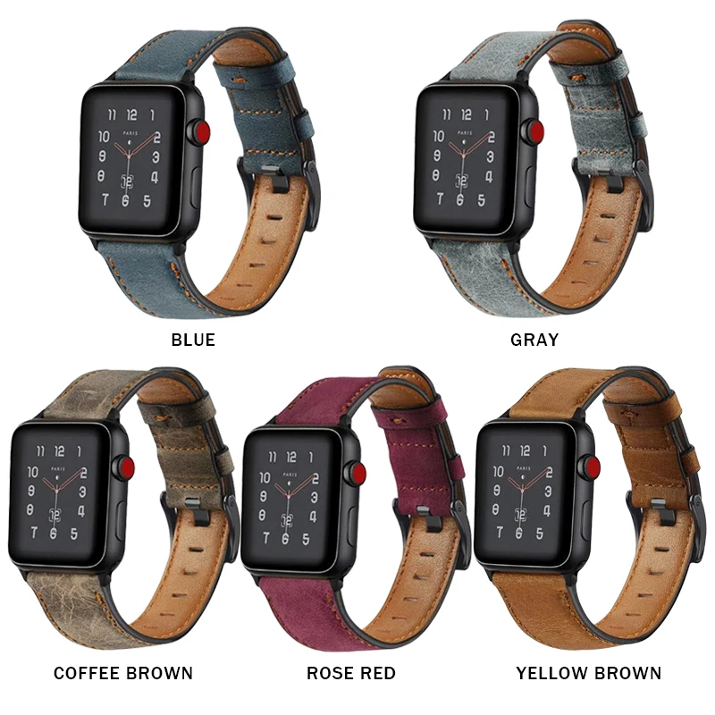 Для наручных часов iWatch ремешок 44 mm40mmSeries 65 4 в ретро стиле из коровьей кожи