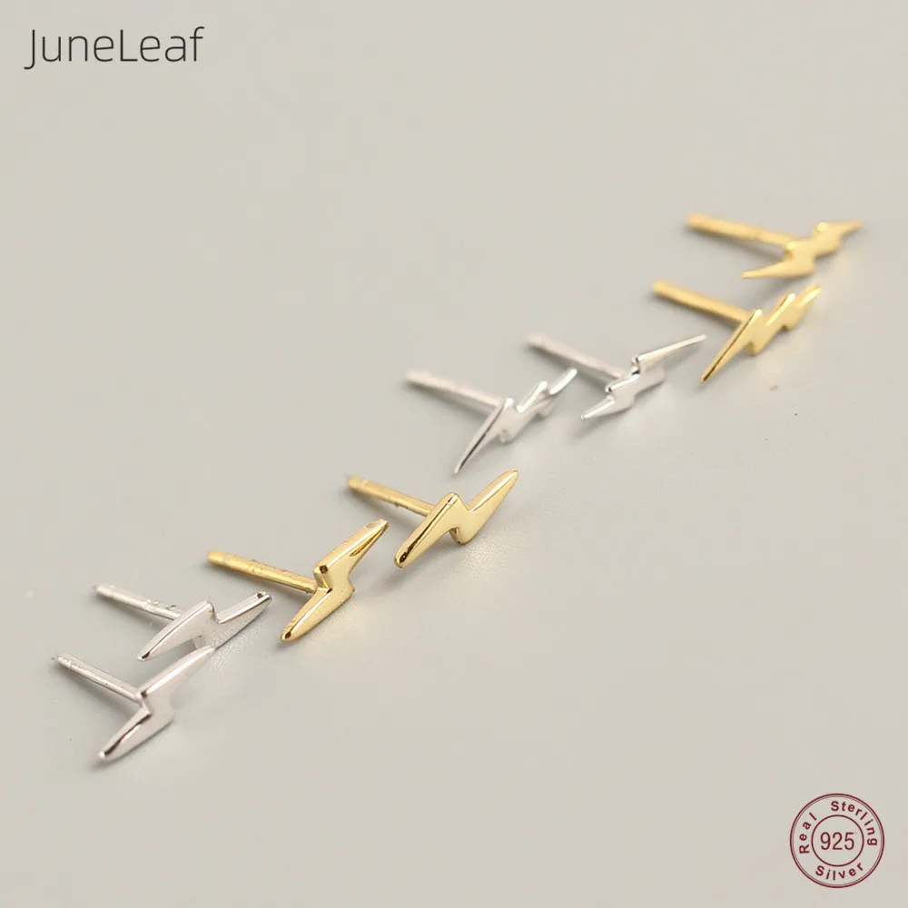 

JuneLeaf Mini Lightning Very Small Stud Earrings For Women Girls Personality Teen Gift Genuine 100% 925 Sterling Silver