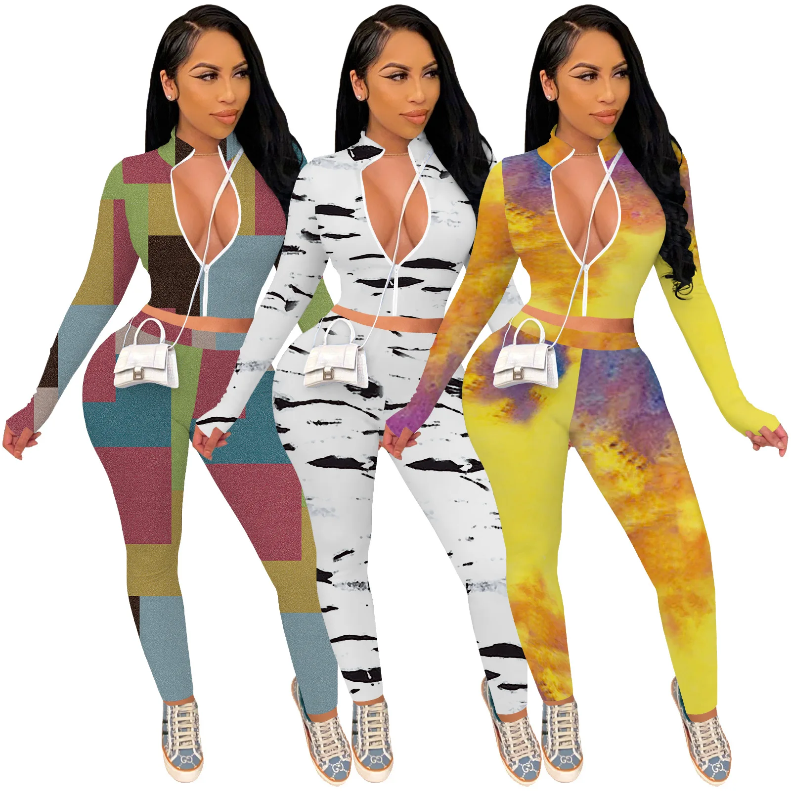 Autumn Winter Women Casual Color Pattern Printed Finger Pullover Sexy Skinny Zipper Sports Two Piece Set
Autumn Winter Women Casual Color Pattern Printed Finger Pullover Sexy Skinny Zipper Sports Two Piece Set
