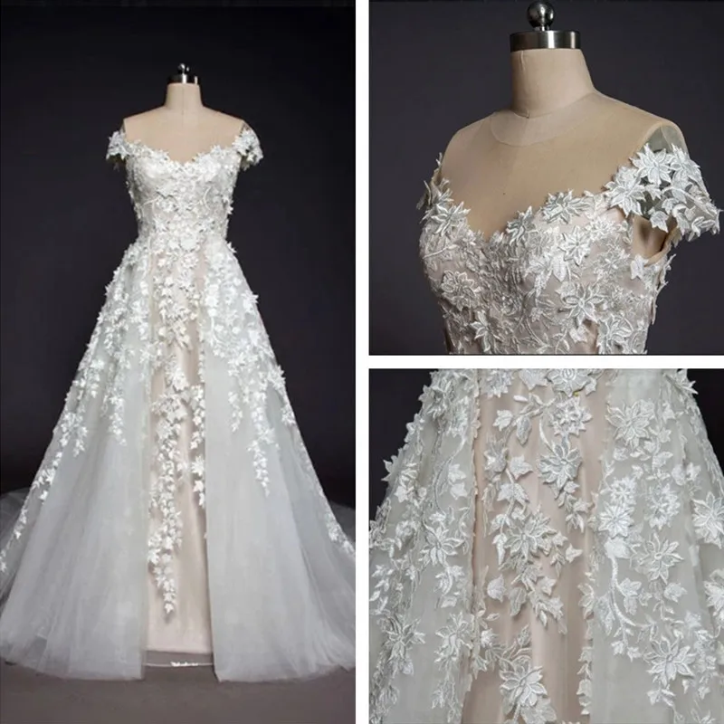 Женское свадебное платье, ТРАПЕЦИЕВИДНОЕ ПЛАТЬЕ С кружевной юбкой и цветами, модель 2022 
Женское свадебное платье, ТРАПЕЦИЕВИДНОЕ ПЛАТЬЕ С кружевной юбкой и цветами, модель 2022