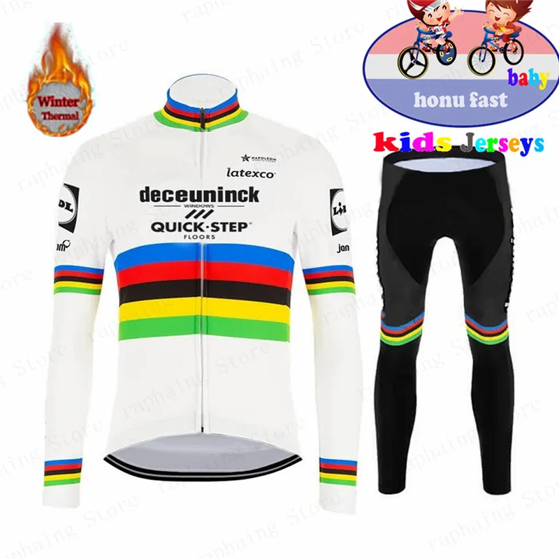 Kids Cycling Clothing Boy Long Sleeve Jersey Set World Champion 2021 Winter Children Thermal Jacket Julian Alaphilippe Uniform
Kids Cycling Clothing Boy Long Sleeve Jersey Set World Champion 2021 Winter Children Thermal Jacket Julian Alaphilippe Uniform