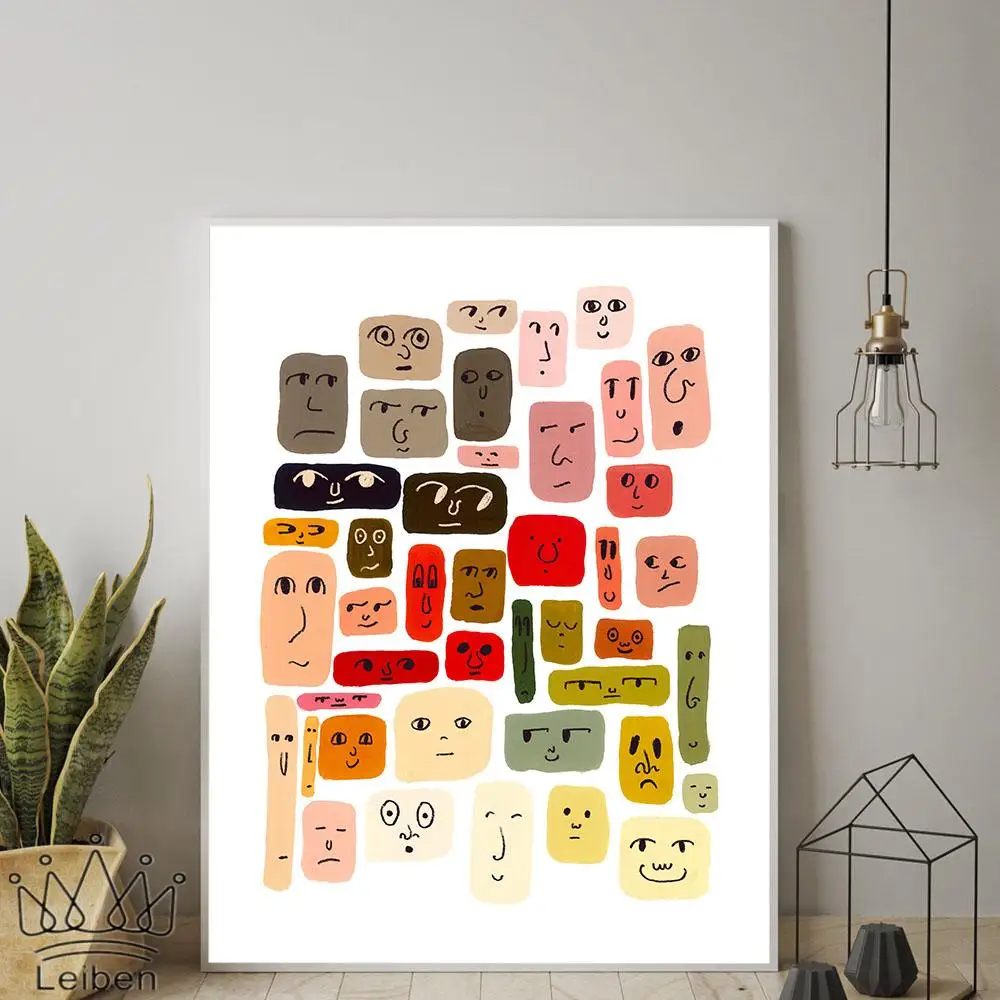 Mid Century Modern Colorful Bohemian Canvas Painting Cartoon Abstract Faces Wall Art Poster Aesthetic Picture for Bedroom Decor
Mid Century Modern Colorful Bohemian Canvas Painting Cartoon Abstract Faces Wall Art Poster Aesthetic Picture for Bedroom Decor