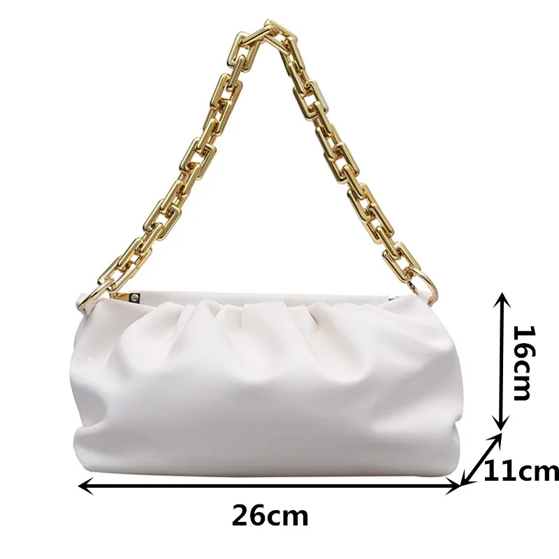 Fashion Gold Chain Clutch Cloud Bags for Women 2021 High Quality Leather Shoulder Tote Bag Female Elegant Pleated Dumpling Bag
Fashion Gold Chain Clutch Cloud Bags for Women 2021 High Quality Leather Shoulder Tote Bag Female Elegant Pleated Dumpling Bag