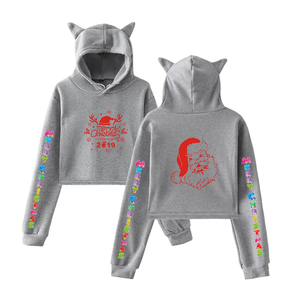Santa Claus Hoodies Women Cat Ears Short Hoodies Cute Sexy Crop Hoodies Autumn Fashion Female Sweatshirts Christmas Print Hoodie
Santa Claus Hoodies Women Cat Ears Short Hoodies Cute Sexy Crop Hoodies Autumn Fashion Female Sweatshirts Christmas Print Hoodie
