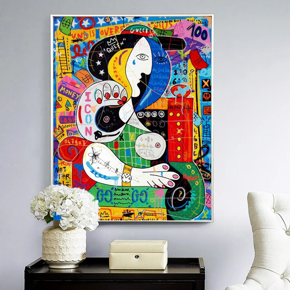 Disney Pop Art Graffiti Poster Print Wall Canvas Famous Painting Artwork Picasso Woman with Watch Picture for Living Room Decor
Disney Pop Art Graffiti Poster Print Wall Canvas Famous Painting Artwork Picasso Woman with Watch Picture for Living Room Decor