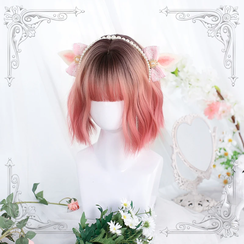 Female Short Wavy Black Golden Pink Gradual Change Bangs Wig Women Curly Wigs Lolita Cosplay Party
Female Short Wavy Black Golden Pink Gradual Change Bangs Wig Women Curly Wigs Lolita Cosplay Party