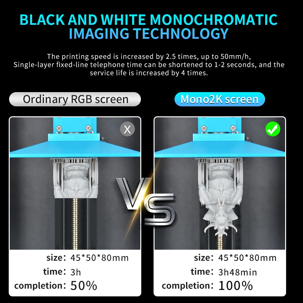 New 2K Monochrome LCD Matrix UV Resin Module SLA Photocuring 3D Printer Kit with Air Filtration System and 360 Visual Printing
New 2K Monochrome LCD Matrix UV Resin Module SLA Photocuring 3D Printer Kit with Air Filtration System and 360 Visual Printing