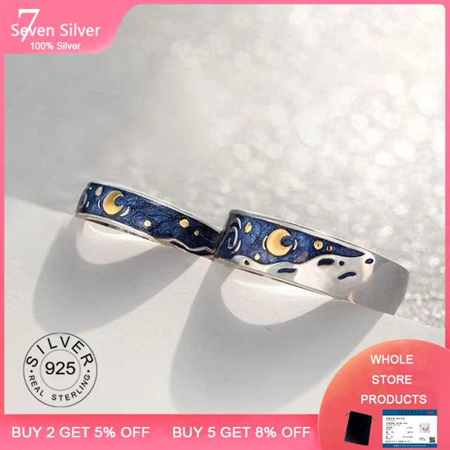 Синие капельные глазурь Звезды Луна Небо 925 пробы Серебряный Женский изменяемый открытие романтические парные кольца
Синие капельные глазурь Звезды Луна Небо 925 пробы Серебряный Женский изменяемый открытие романтические парные кольца