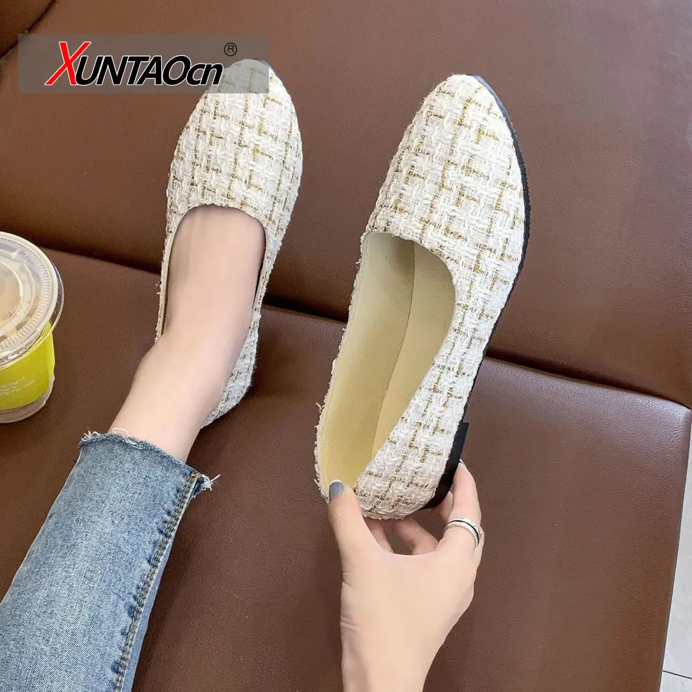 2021 Autumn Ladies Coarse Cloth Shallow Commuter Flats Women's Pointed Toe Plaid Work Boat Shoes Pregnant Woman Soft Flat Shoes
2021 Autumn Ladies Coarse Cloth Shallow Commuter Flats Women's Pointed Toe Plaid Work Boat Shoes Pregnant Woman Soft Flat Shoes