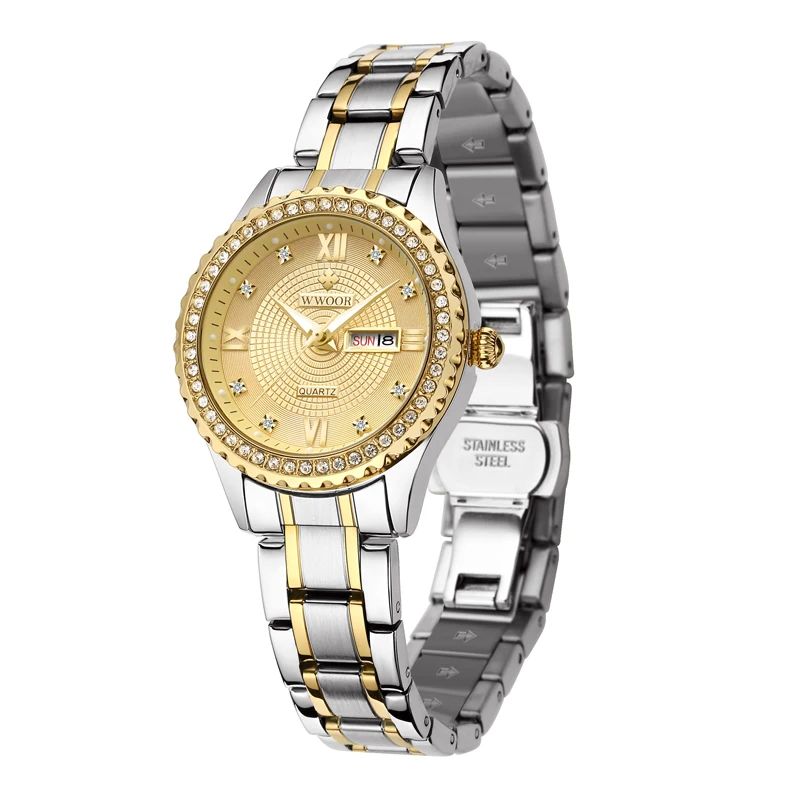 WWOOR New 2020 Luxury Stylish Rhinestone Women Wristwatch Top Brand stainless steel date Quartz Watches women Relogio Feminino
WWOOR New 2020 Luxury Stylish Rhinestone Women Wristwatch Top Brand stainless steel date Quartz Watches women Relogio Feminino