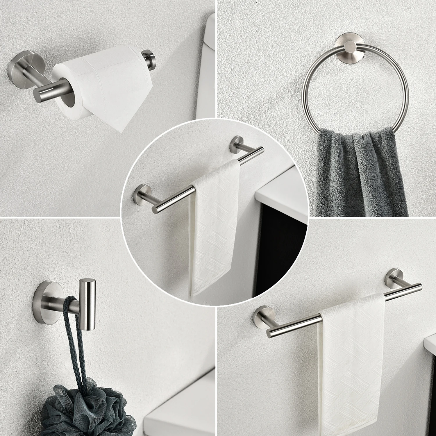 6 Pcs Wall Mount Stainless Steel Bathroom Towel Rack Set Includes 2 Hand Towel Bar 1 Toilet Paper Holder 1 Towel Ring 2 Hooks[US
6 Pcs Wall Mount Stainless Steel Bathroom Towel Rack Set Includes 2 Hand Towel Bar 1 Toilet Paper Holder 1 Towel Ring 2 Hooks[US