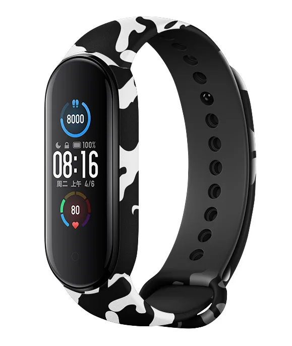 Ремешок силиконовый Камуфляжный для Mi Band 6 5 4 3 сменный спортивный браслет