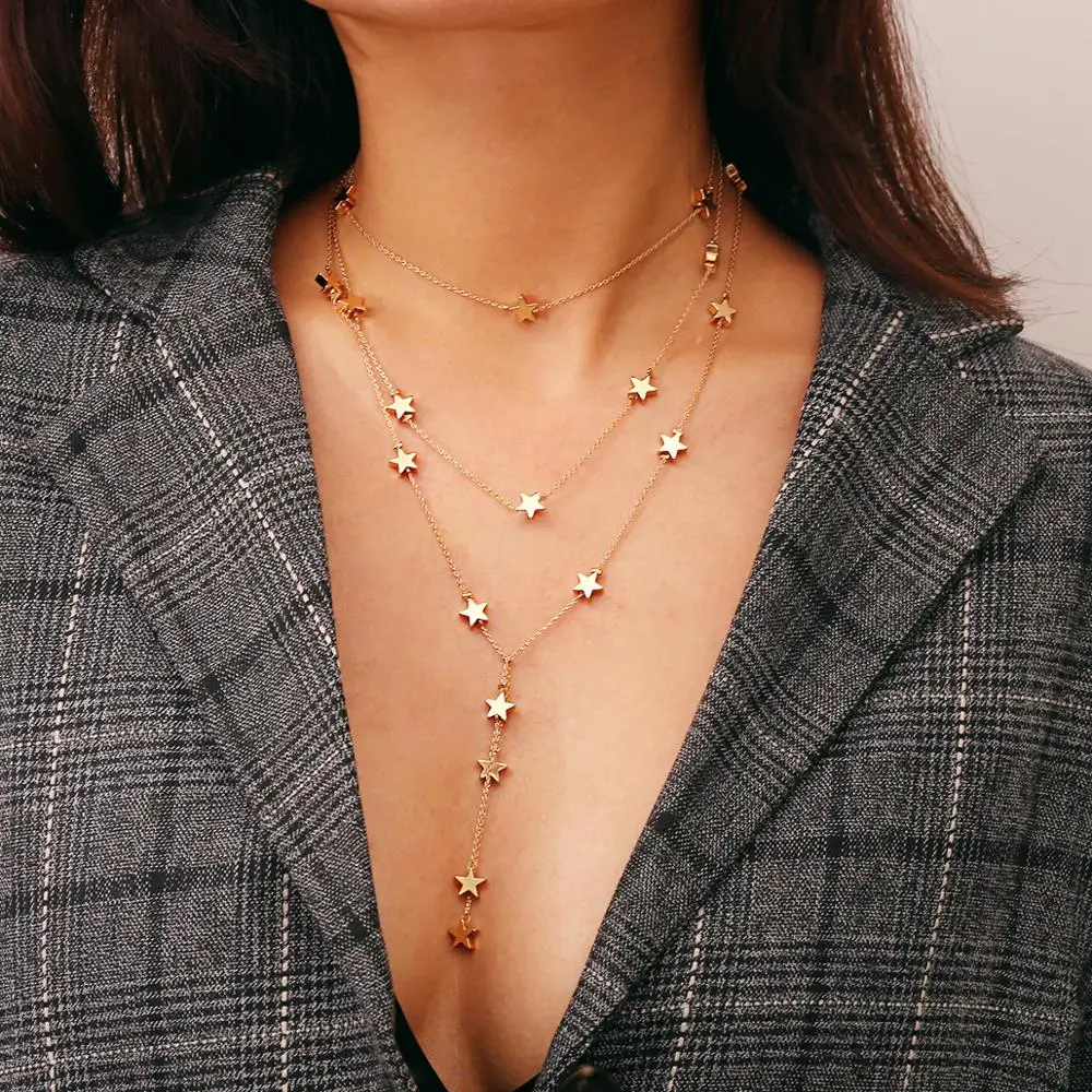Vintage Multilayer Long Chain Star Pendant Necklace Women Gold Color Beads Neck Star Horn Choker Necklaces Jewelry 2020 New
Vintage Multilayer Long Chain Star Pendant Necklace Women Gold Color Beads Neck Star Horn Choker Necklaces Jewelry 2020 New