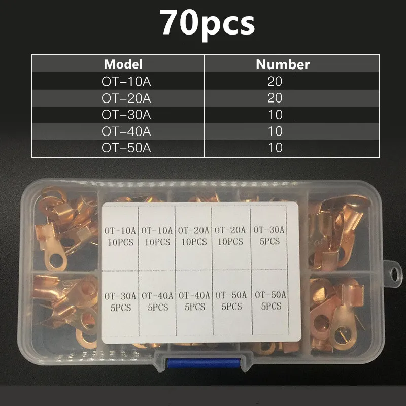 

70pcs Copper Battery Cable Connector Terminal Open Lugs Wire Terminals Mayitr OT-3A OT-10A OT-20A OT-40A OT-60A