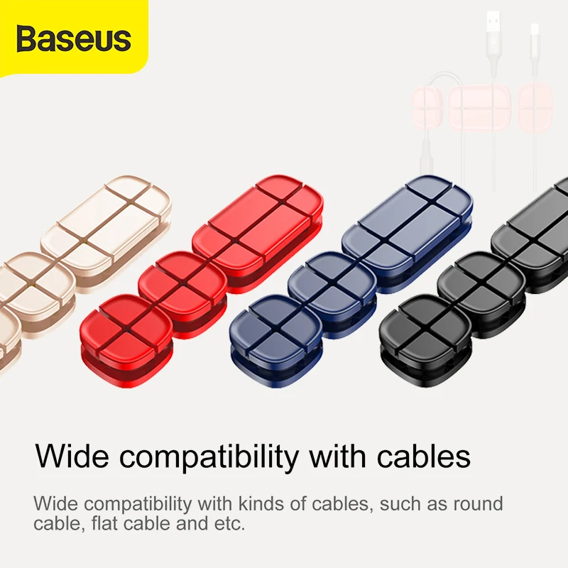 Магнитный Кабельный органайзер Baseus защита для кабеля USB Настольный зажим