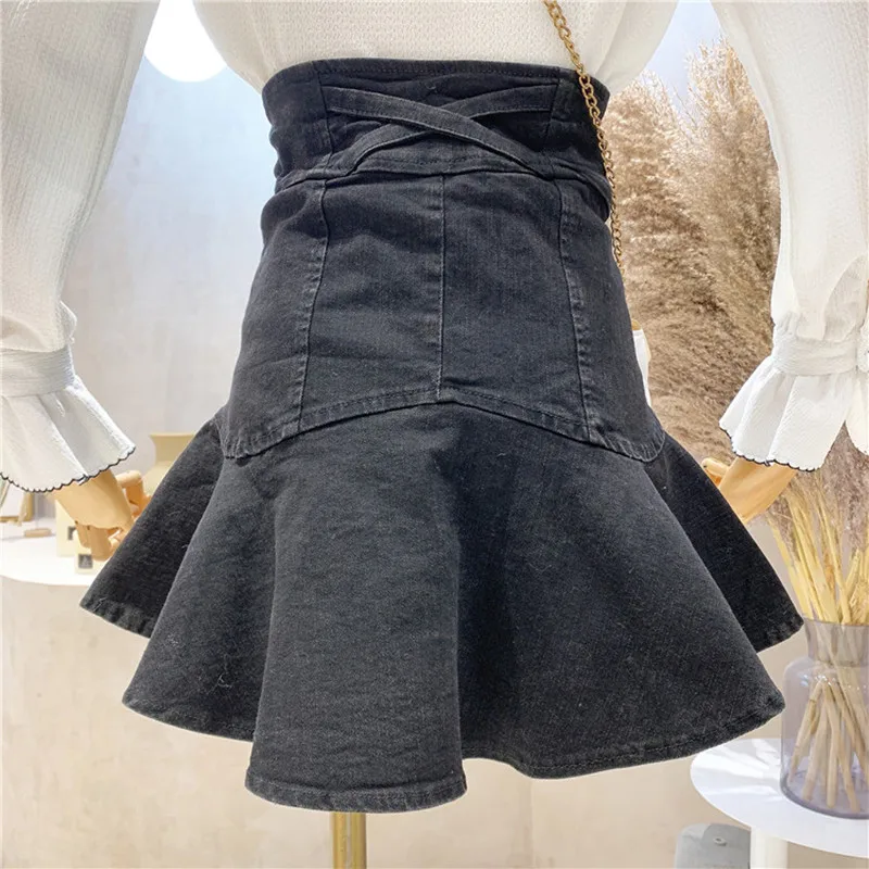 Новая женская одежда Универсальная джинсовая юбка рыбий хвост в стиле ретро с